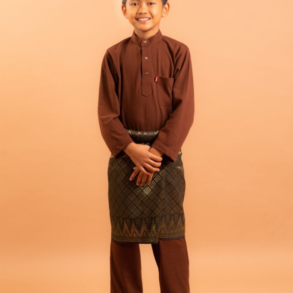 Baju Melayu Lacoste For Kids - Dark Brown